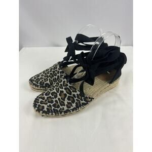 Castener Espadrilles Black Animal Leopard Print 39 Ankle Tie